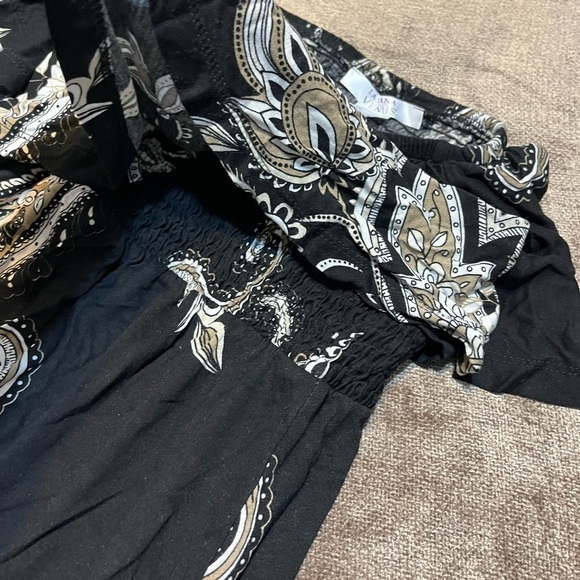 Black Paisley Print Strapless Maxi Dress - Size XS - Picture 3 of 6